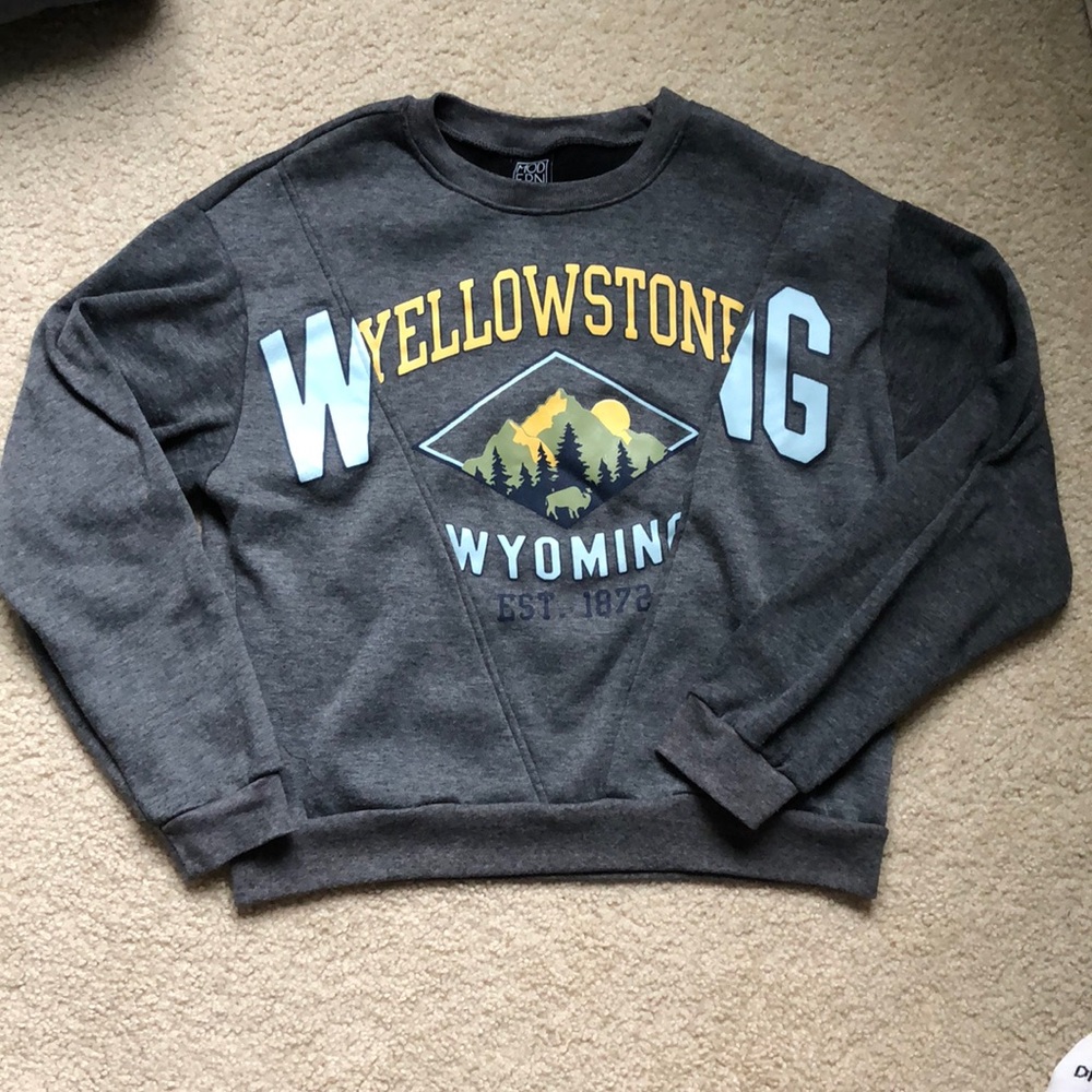 Modern Lux- dark gray women’s Yellowstone themed crewneck⛰️